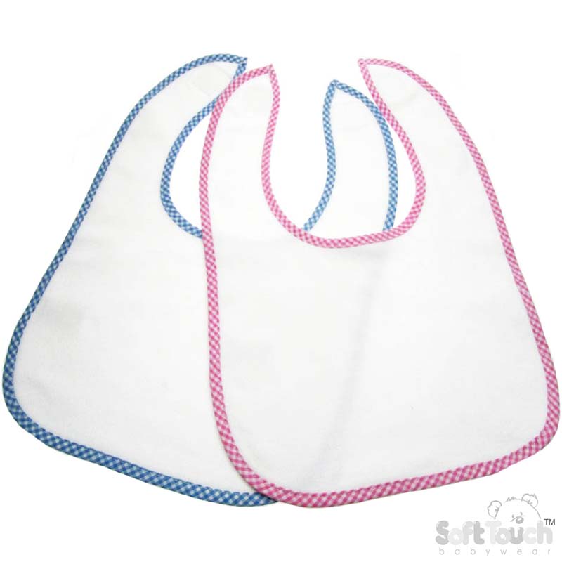 Baby Bib W/Gingham Piping No. P4640