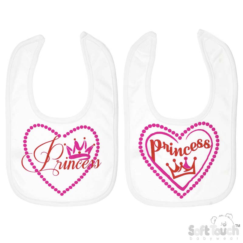 White Velcro Bib W/Princess Print No. P4703-P