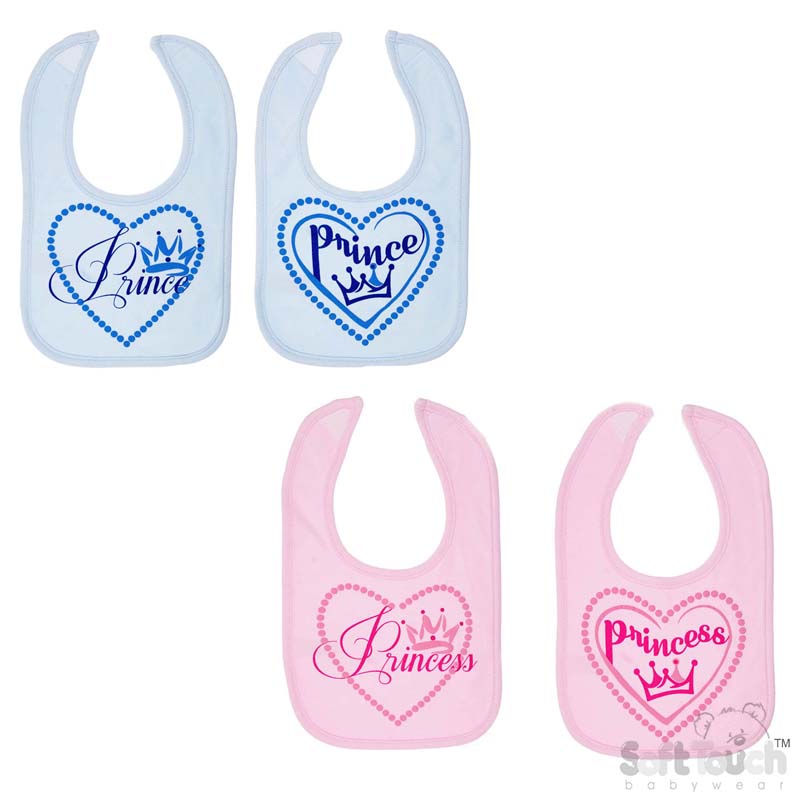 Pink Princess/Blue Prince Velcro Bib No.P4707