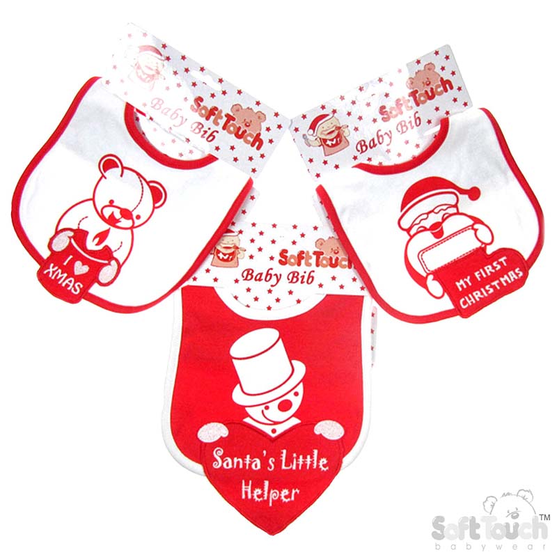 Xmas Velcro Terry Printed Bib: P5168-X