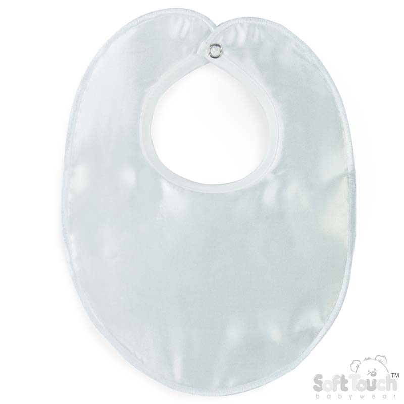 Small Plain White Satin Bib No. P5173-BP-W