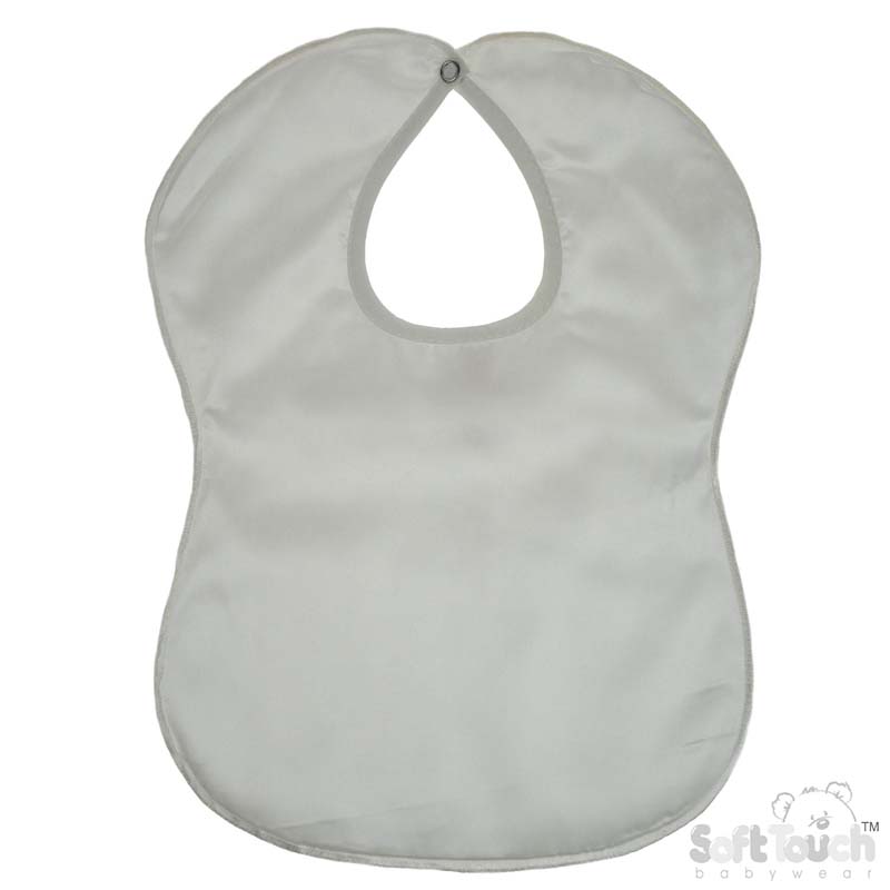 Large Plain Cream Satin Bib No. P5177-C