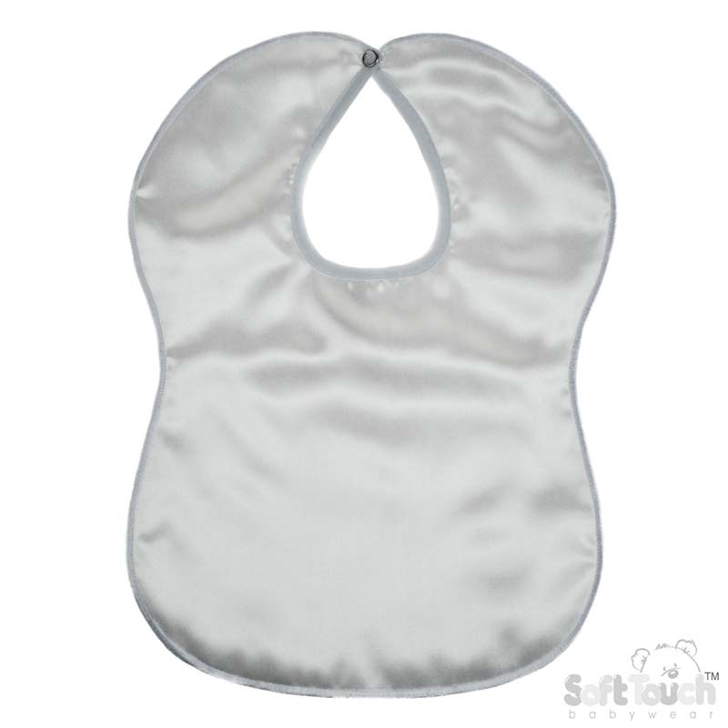 Large Plain White Satin Bib No. P5177-W