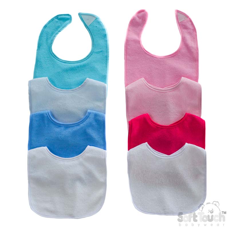 Pink/Blue Plain Velcro Bibs W/PEVA Back P5190