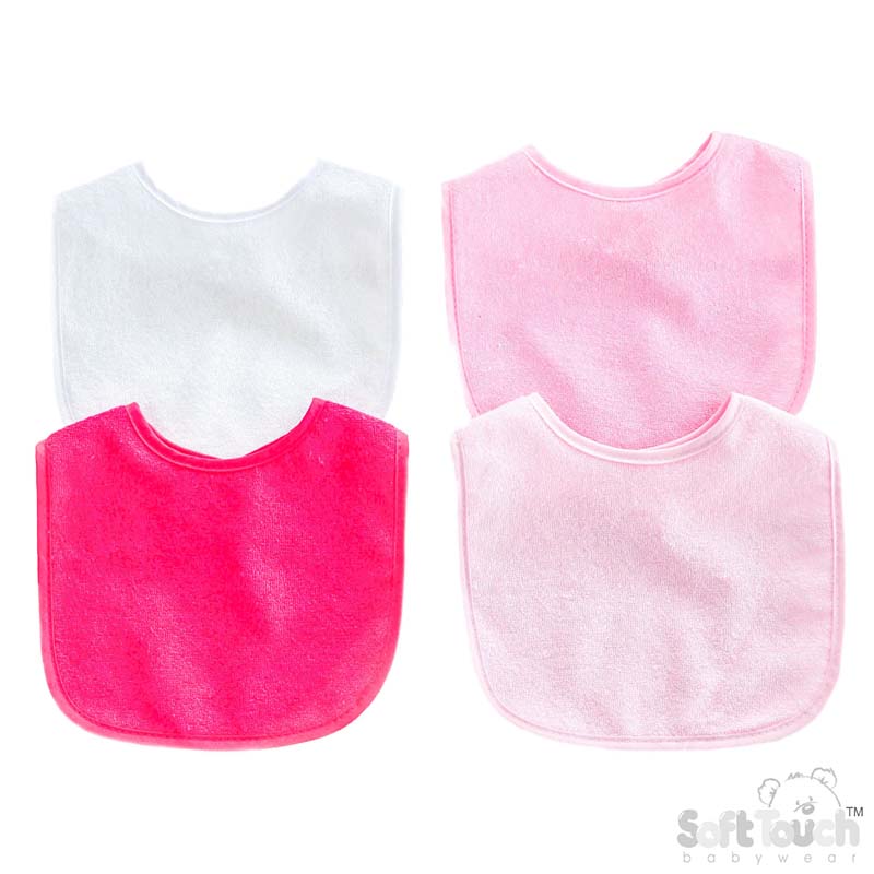Pink/Blue Plain Velcro Bibs W/PEVA Back P5190