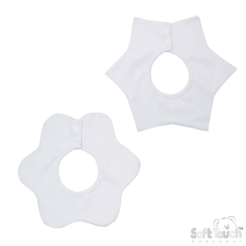 Plain White Flower/Star Bib No. P5199-W