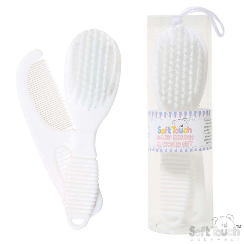 Deluxe White Baby Brush & Comb Set  No. P604-W