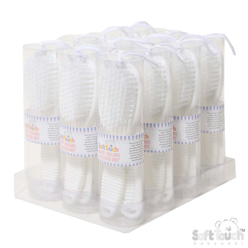 Deluxe White Baby Brush & Comb Set  No. P604-W