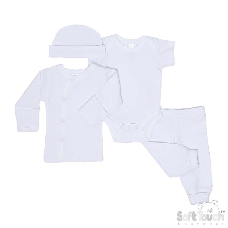 White Tiny Baby 4 Piece Garment Set No. PR10-W