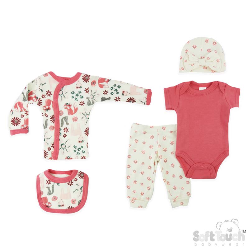 Tiny Baby Girls 5 Piece Garment Set: PR22 (Forest)