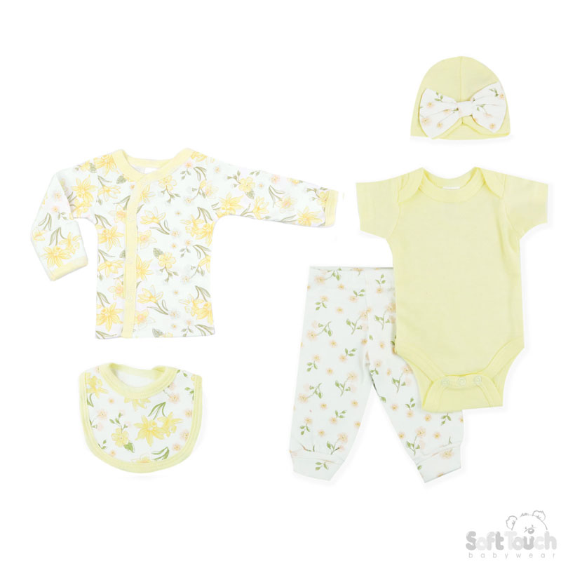 Tiny Baby Girls 5 Piece Garment Set: PR23 (Floral)