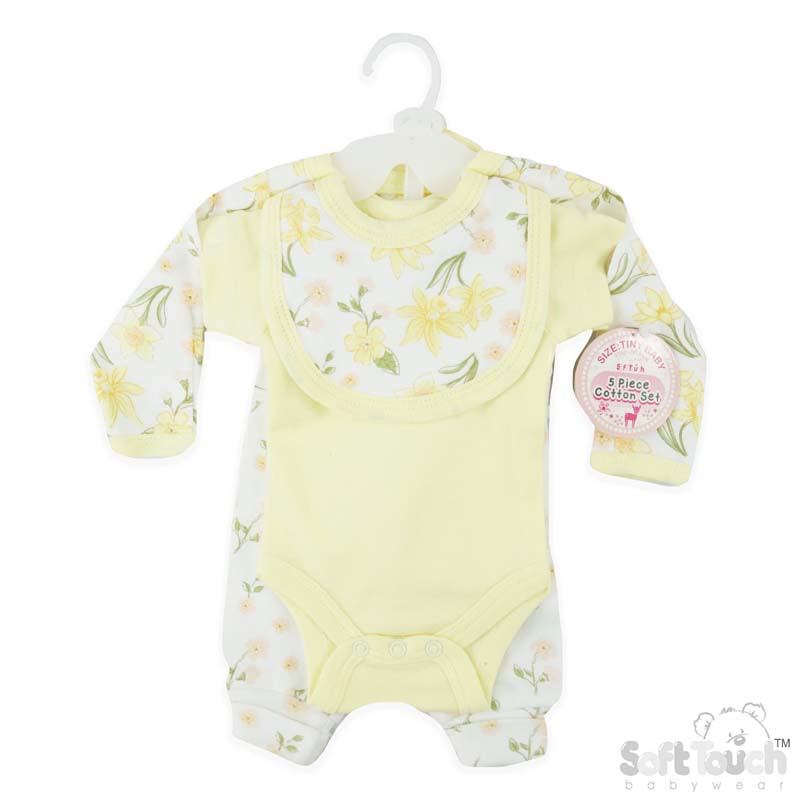 Tiny Baby Girls 5 Piece Garment Set: PR23 (Floral)