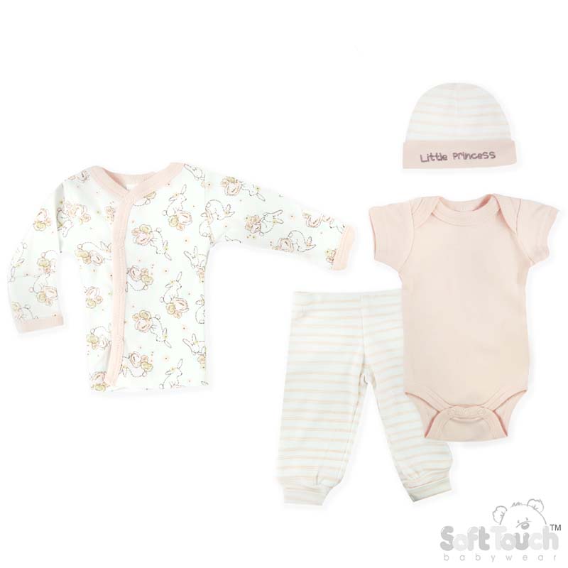 Tiny Baby Girls 4 Piece Garment Set: PR24 (Bunny)
