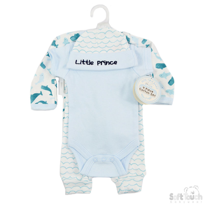 Tiny Baby Boys 4 Piece Garment Set: PR26 (Whale)