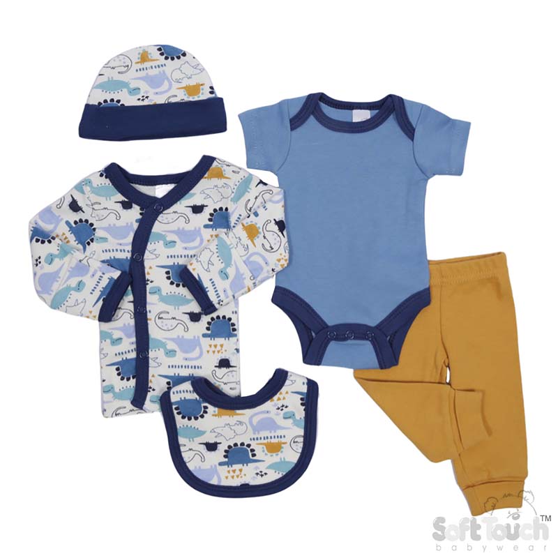 Tiny Baby Boys 5 Piece Garment Set: PR29 (Dinosaur)