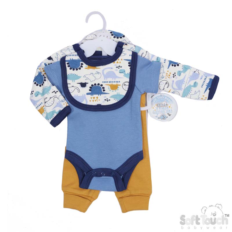Tiny Baby Boys 5 Piece Garment Set: PR29 (Dinosaur)
