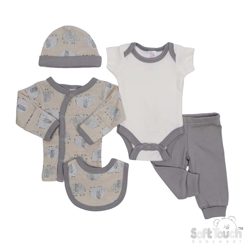 Tiny Baby Boys 5 Piece Garment Set: PR30 (Elephant)