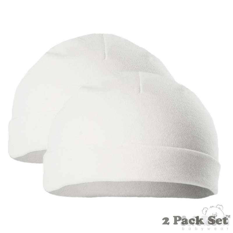 2 Pc Set White Tiny Baby Hats No. PRH3-W