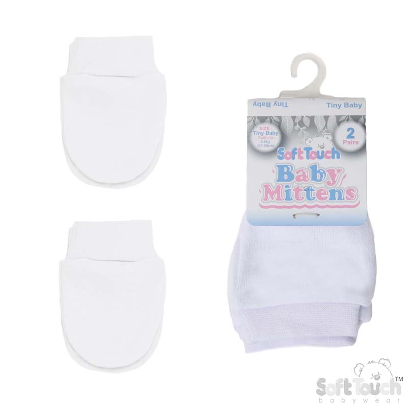 2 Pr Set White TB Scratch Mittens No. 2PRP113-W