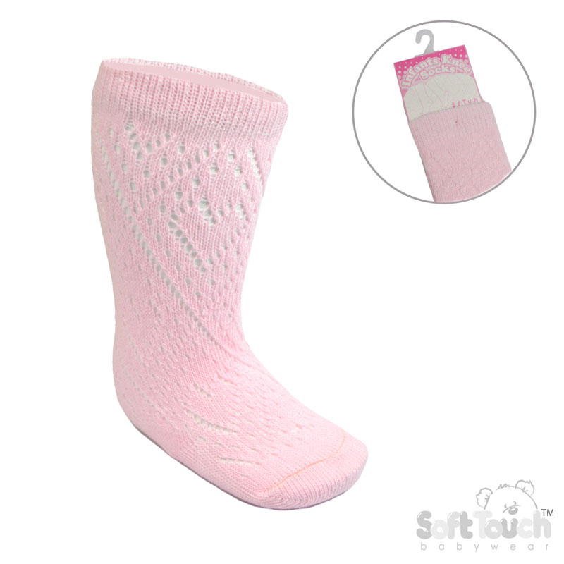 Pink Knee Length Plain Pelerine Socks No. PS02-P