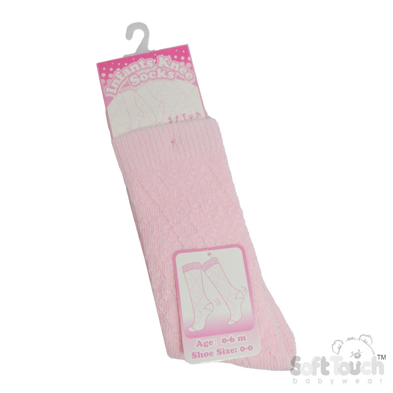 Pink Knee Length Plain Pelerine Socks No. PS02-P