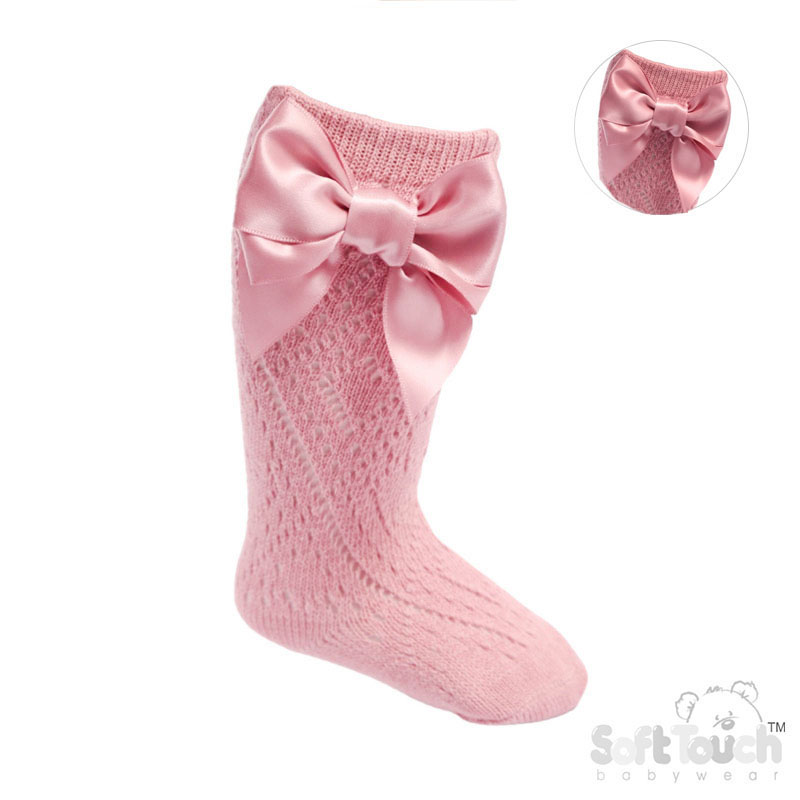 Dusty Pink Knee Pelerine Socks W/Bow No. PS06-DP