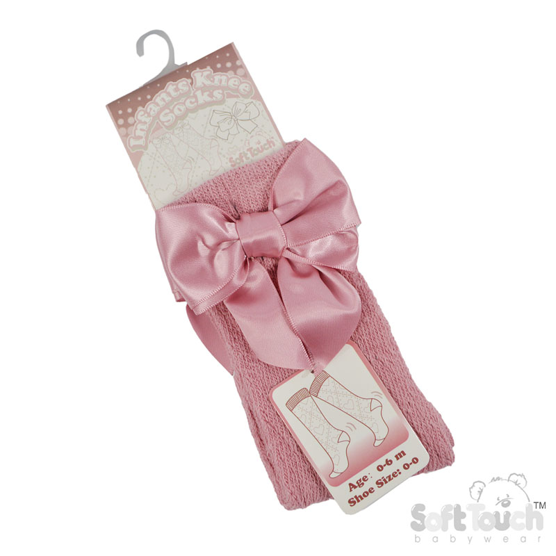 Dusty Pink Knee Pelerine Socks W/Bow No. PS06-DP
