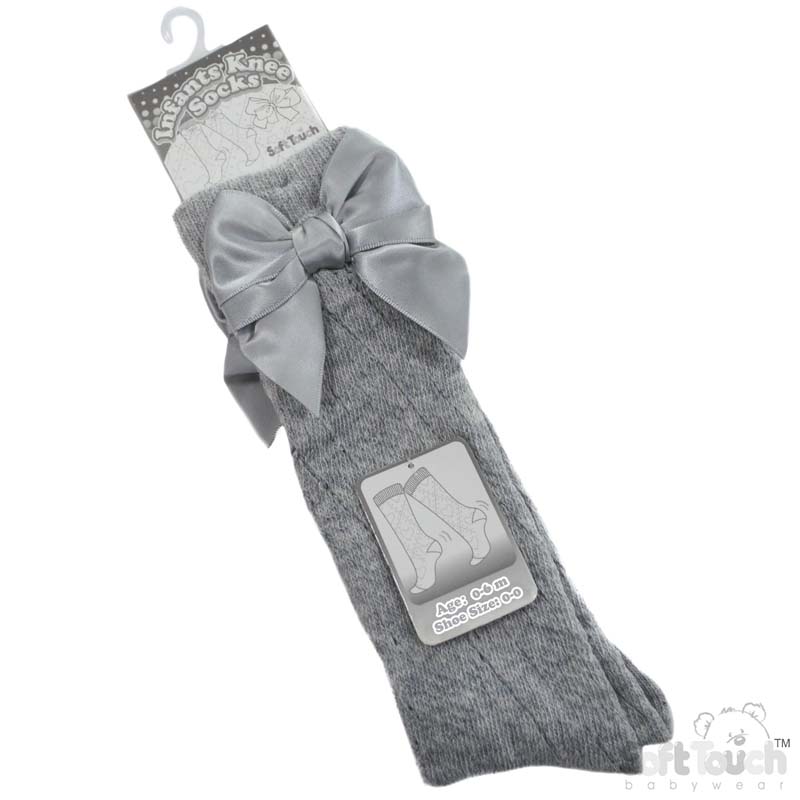 Grey Knee Pelerine Socks W/Bow No. PS06-G