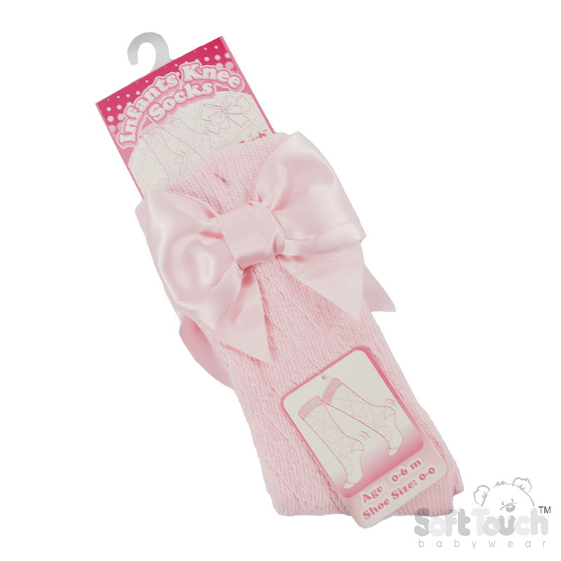 Pink Knee Pelerine Socks W/Bow No.PS06-P