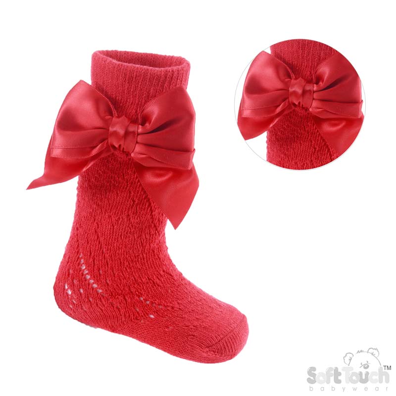 Red Knee Pelerine Socks W/Bow No. PS06-R