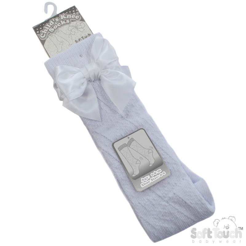 White Knee Pelerine Socks W/Bow No. PS06-W