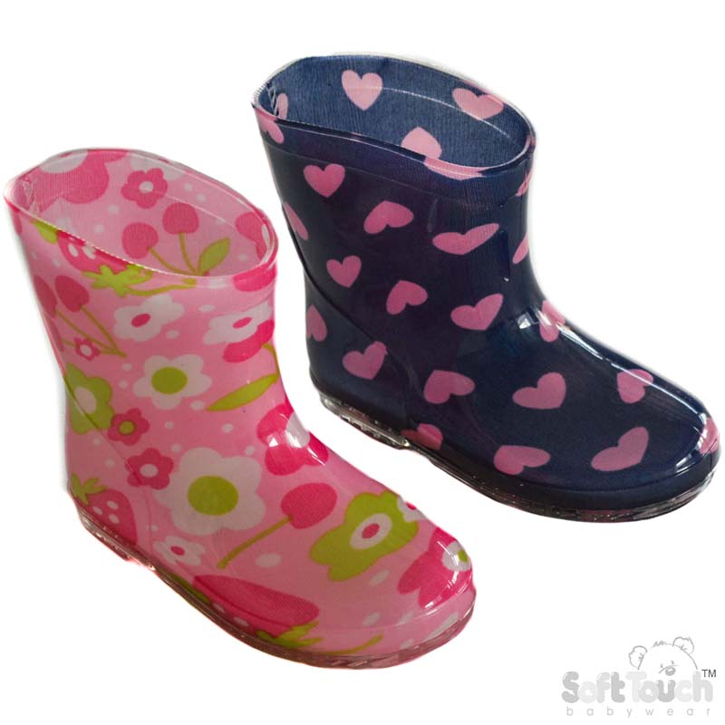 Flowers/Hearts Printed Rain Boots No. RB17