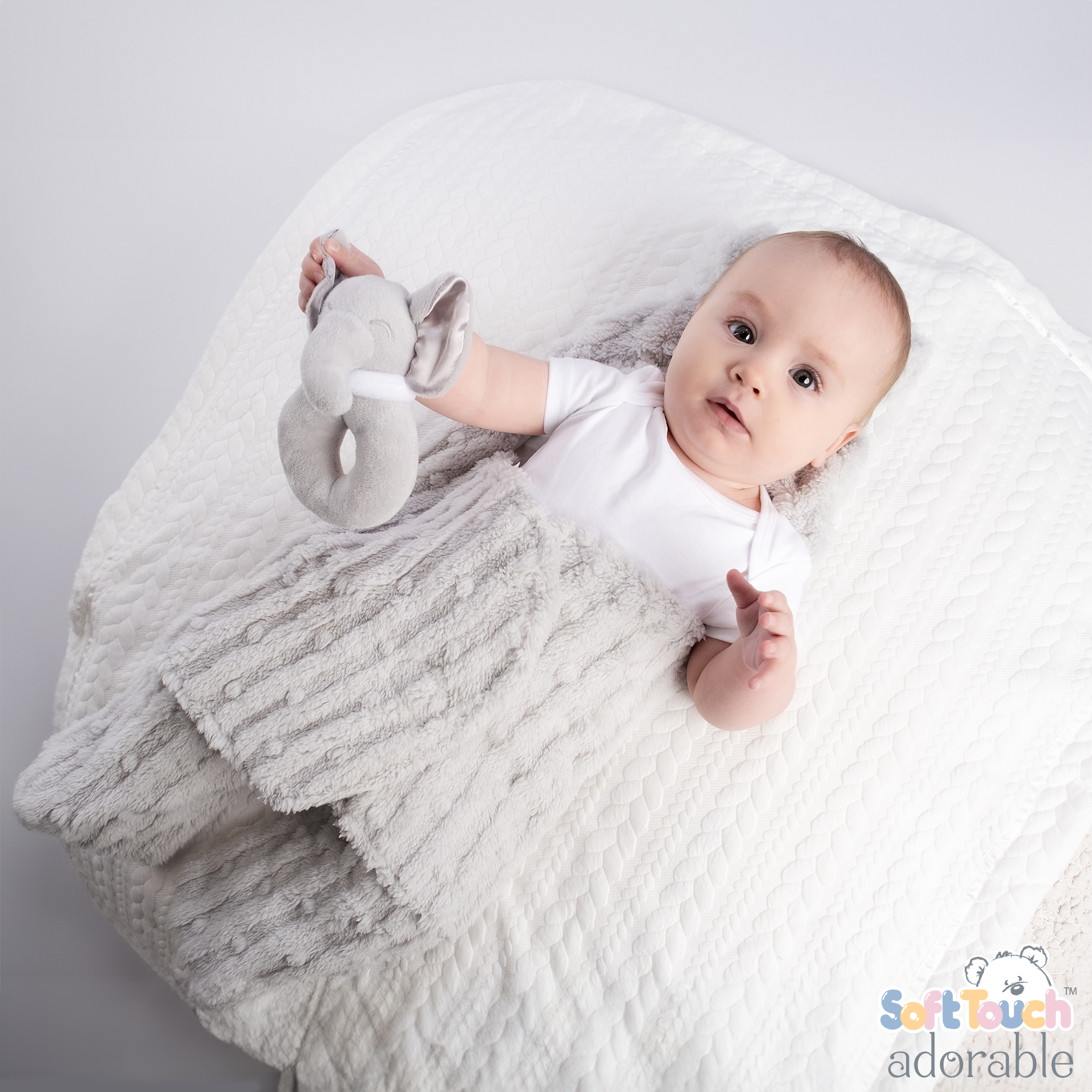 Grey Elephant Rattle Toy No. RT36-G