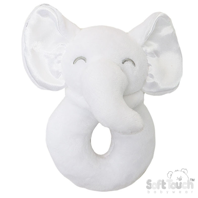 White Elephant Rattle Toy No. RT36-W