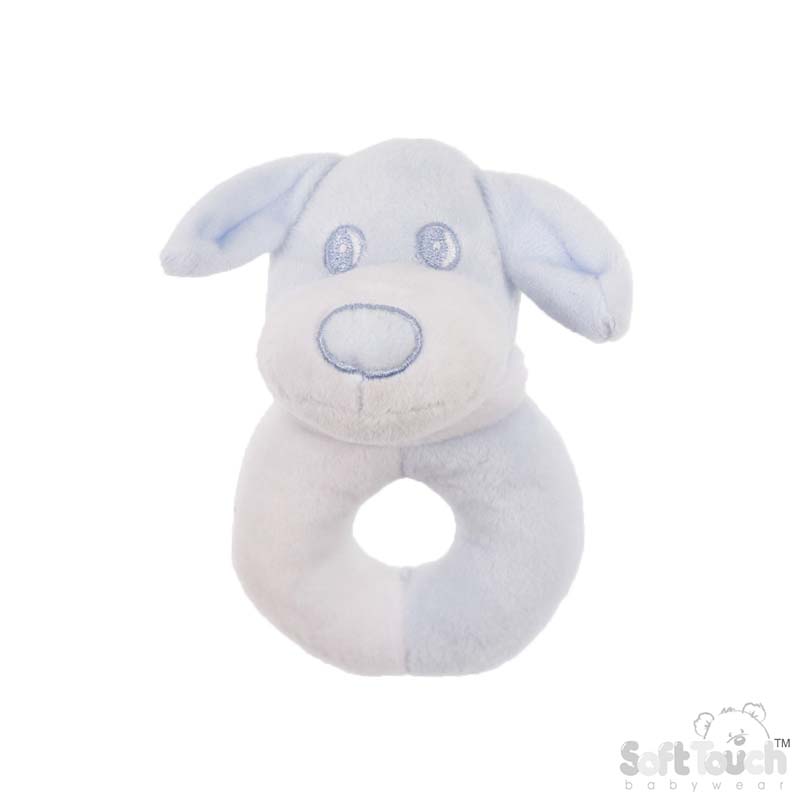 Blue/White Puppy Rattle Toy No. RT38