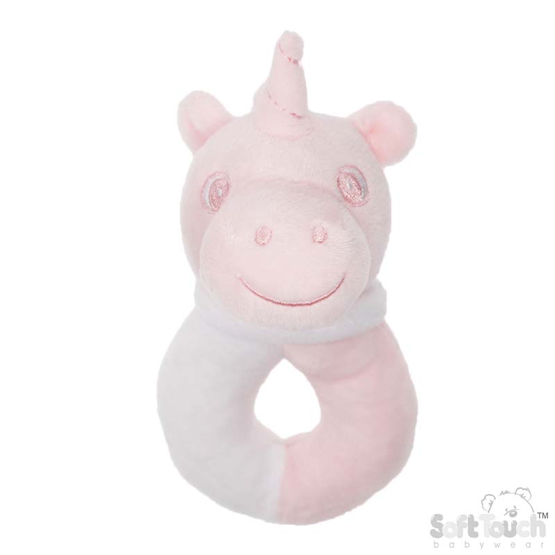 Pink/White Unicorn Rattle Toy No. RT42