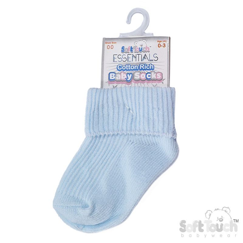 Blue 0-3m Plain TOT Socks S04-B-03