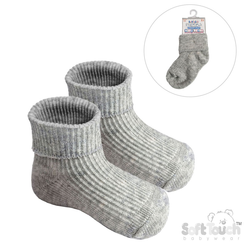 Grey  0-3M Plain TOT Socks S02-G-03