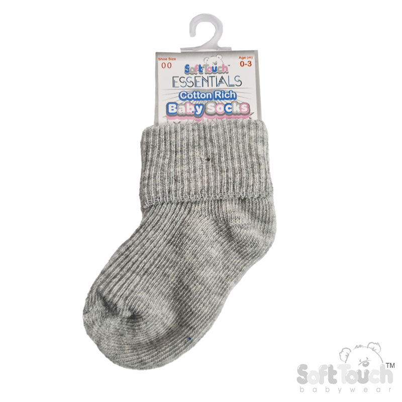 Grey  0-3M Plain TOT Socks S02-G-03