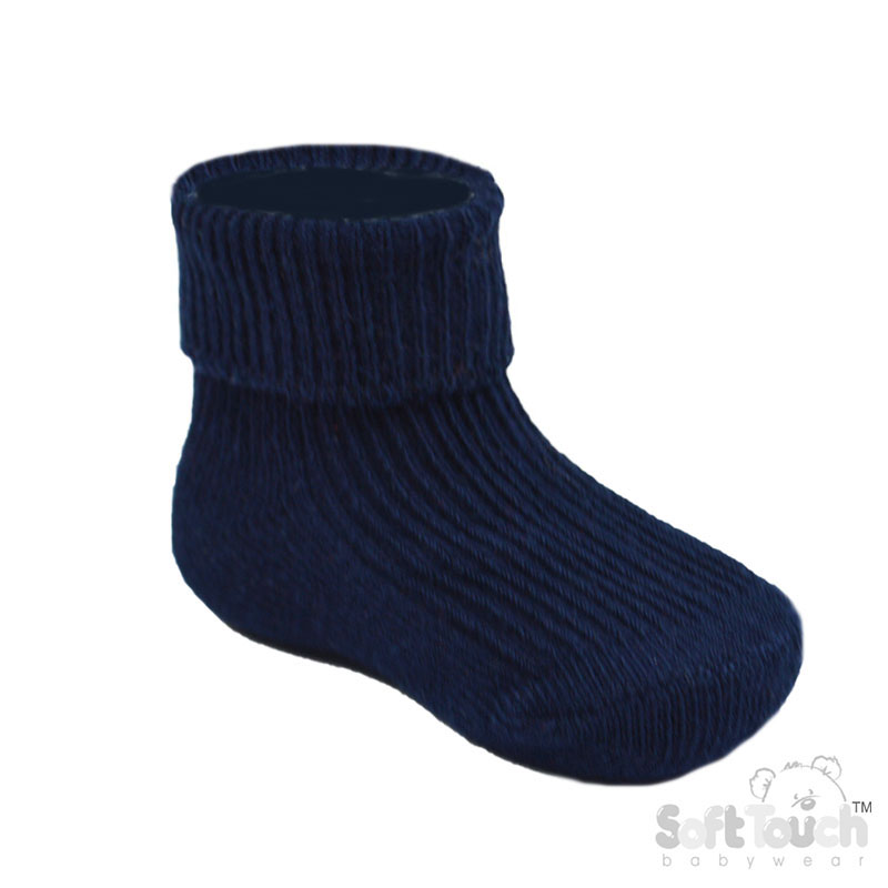 Navy 0-3m Plain TOT Socks S02-N-03