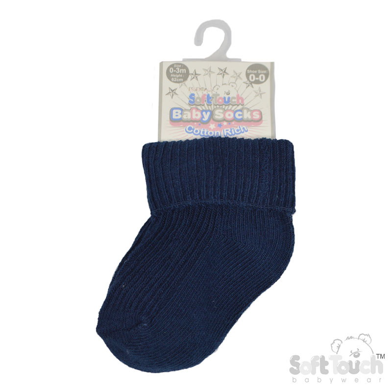 Navy 0-3m Plain TOT Socks S02-N-03