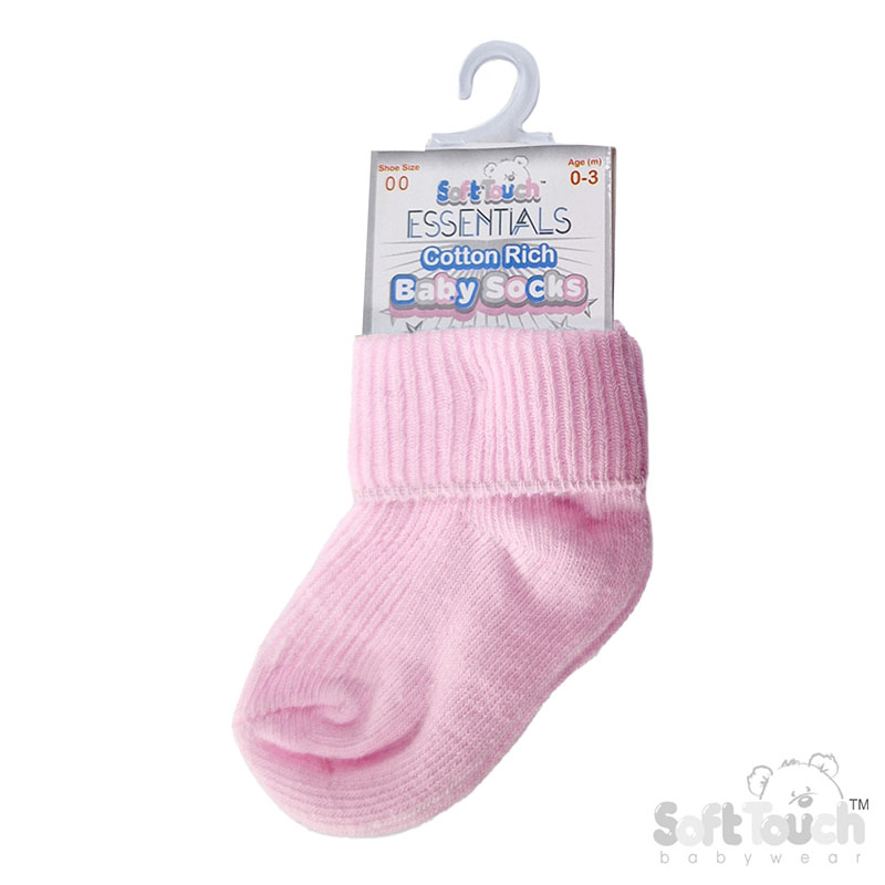 Pink 0-3m Plain TOT Socks S02-P-03