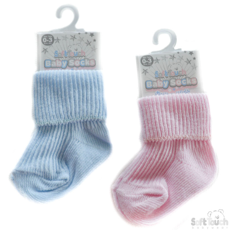 Pink/Blue 0-3m Plain TOT Socks S02-PB-03