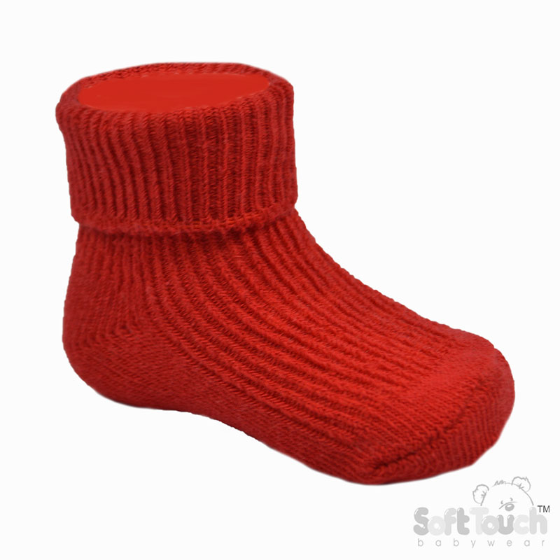 Red 0-3m Plain TOT Socks S02-R-03