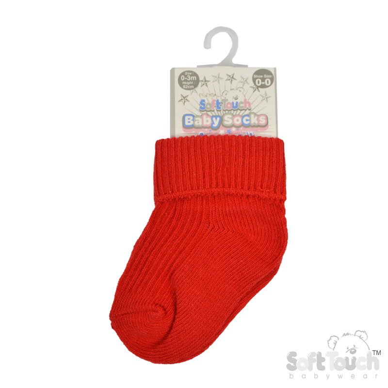 Red 0-3m Plain TOT Socks S02-R-03
