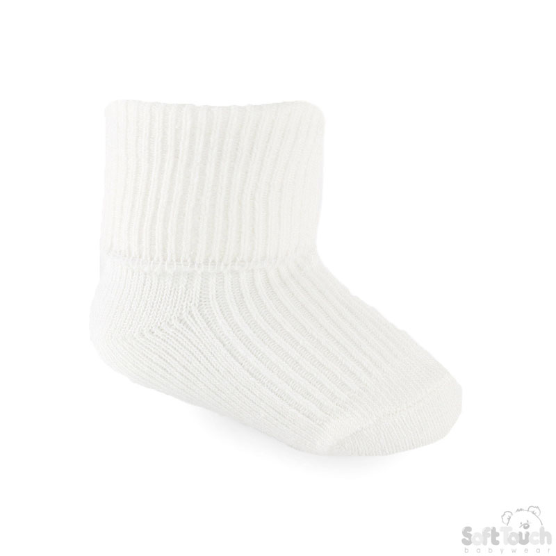 Cream NB Plain TOT Socks S05-C-NB