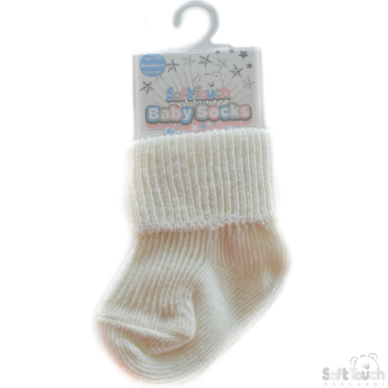Cream NB Plain TOT Socks S05-C-NB