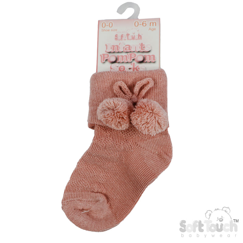 Rose Gold Ankle Pom Pom Socks No. S10-RO