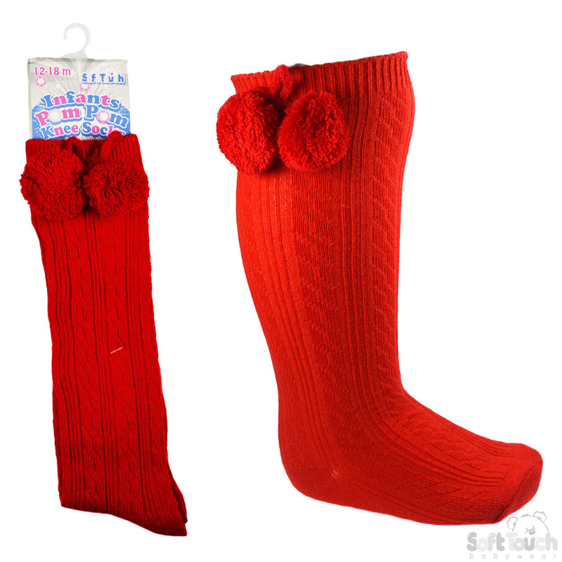 Red Childrens Knee Length Socks No. S108-R