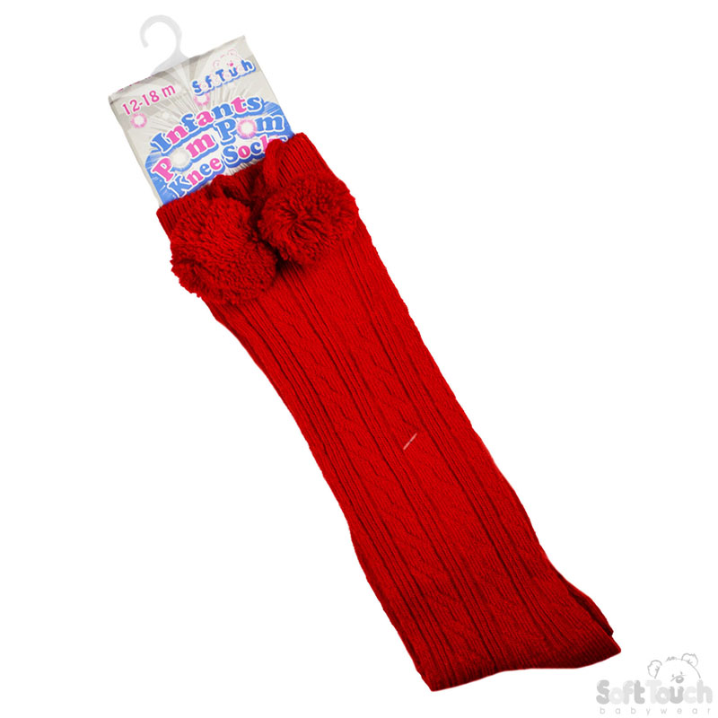 Red Childrens Knee Length Socks No. S108-R